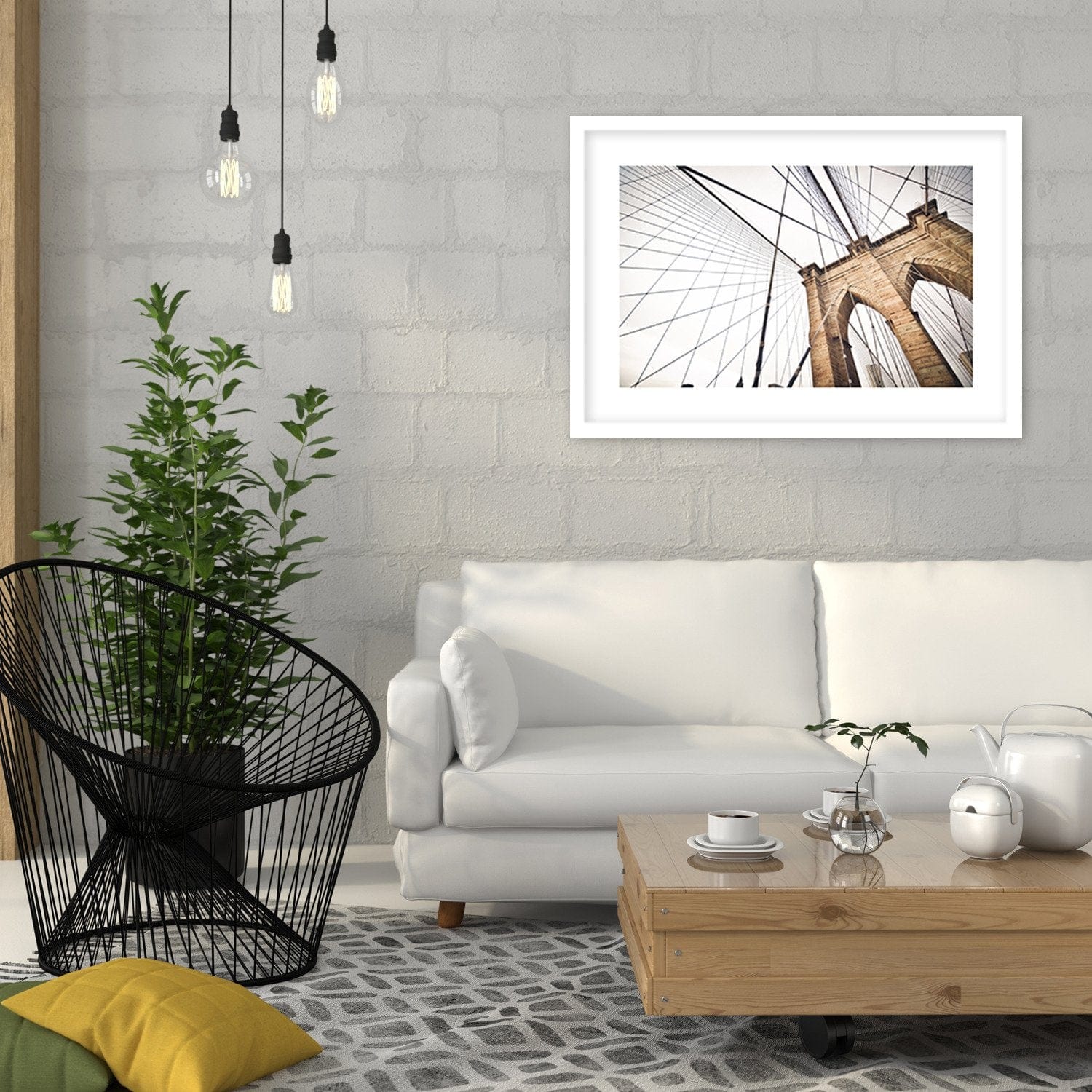 Glezna baltā rāmī - The Design Of The Brooklyn Bridge  Home Trends DECO