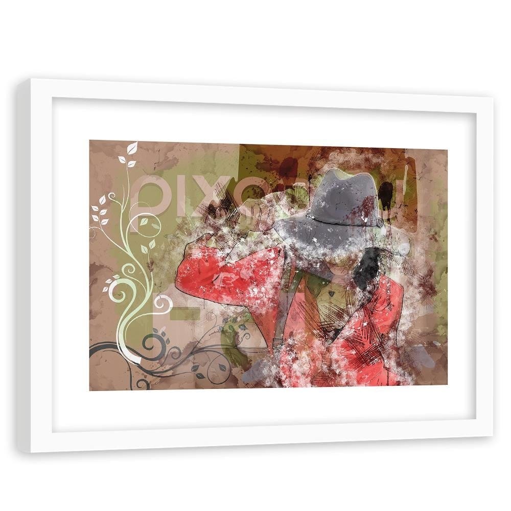 Glezna baltā rāmī - The Girl In The Hat Abstraction Home Trends DECO
