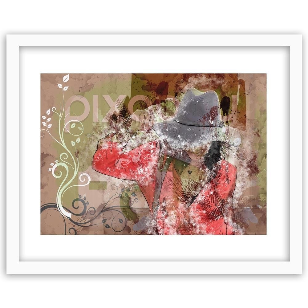 Glezna baltā rāmī - The Girl In The Hat Abstraction Home Trends DECO