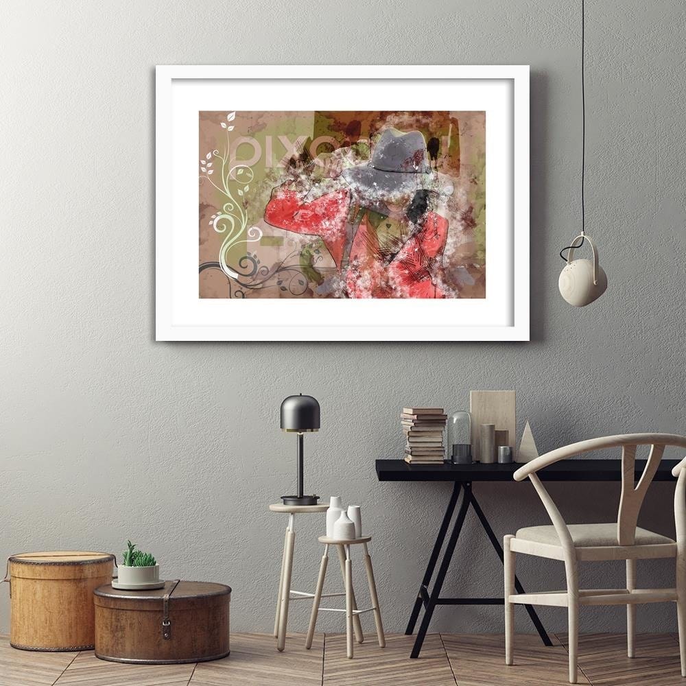 Glezna baltā rāmī - The Girl In The Hat Abstraction Home Trends DECO