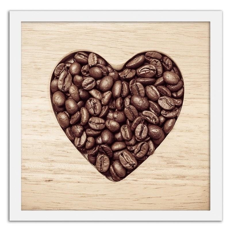 Glezna baltā rāmī - The heart of coffee beans Home Trends DECO