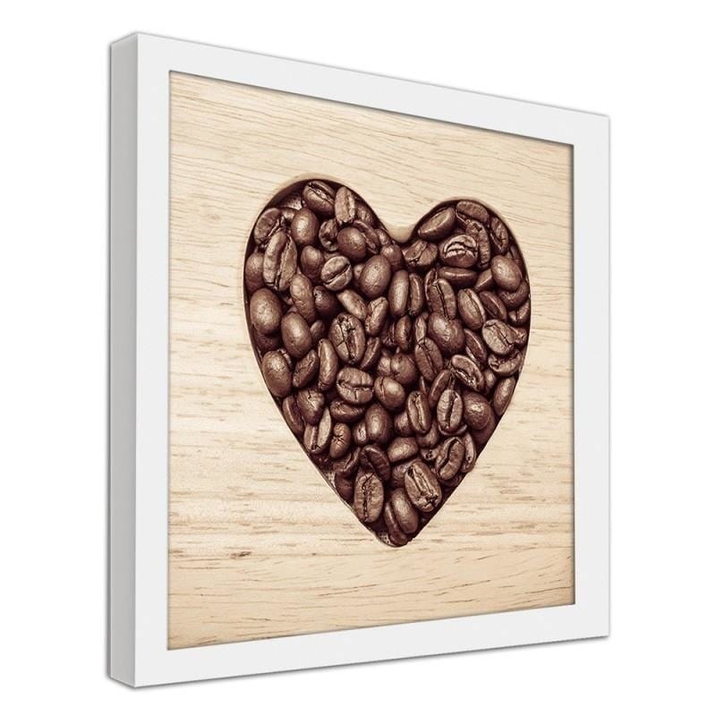 Glezna baltā rāmī - The heart of coffee beans Home Trends DECO