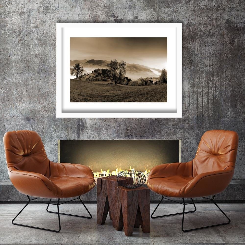 Glezna baltā rāmī - The Hills Of Autumn Trees 1 Home Trends DECO
