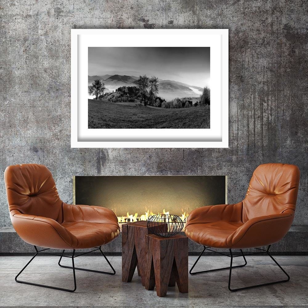 Glezna baltā rāmī - The Hills Of Autumn Trees 2 Home Trends DECO