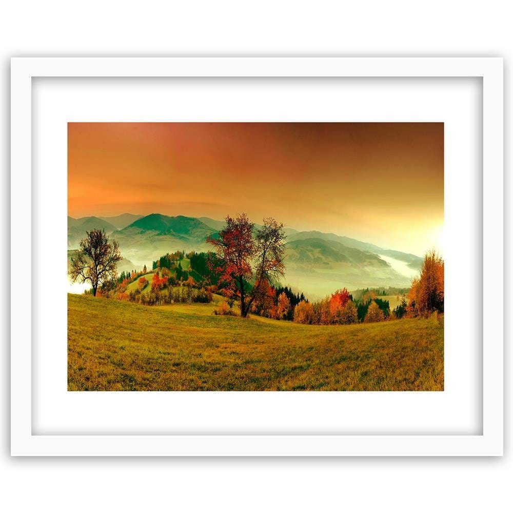 Glezna baltā rāmī - The Hills Of Autumn Trees 3 Home Trends DECO