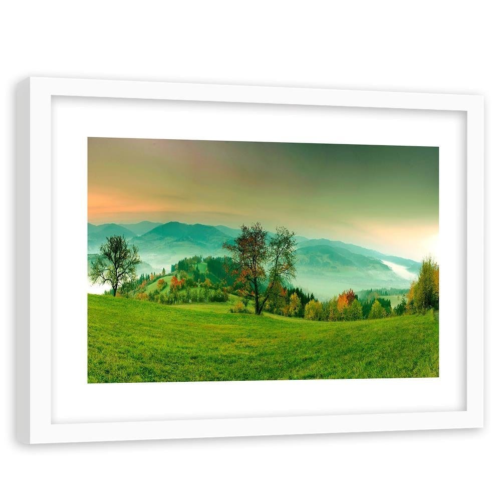 Glezna baltā rāmī - The Hills Of Autumn Trees 4 Home Trends DECO
