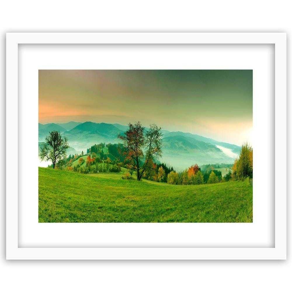 Glezna baltā rāmī - The Hills Of Autumn Trees 4 Home Trends DECO