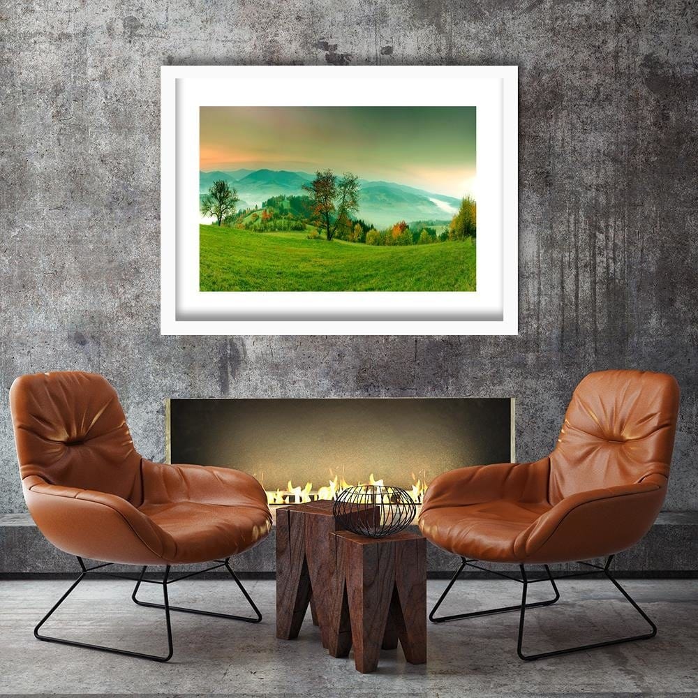 Glezna baltā rāmī - The Hills Of Autumn Trees 4 Home Trends DECO