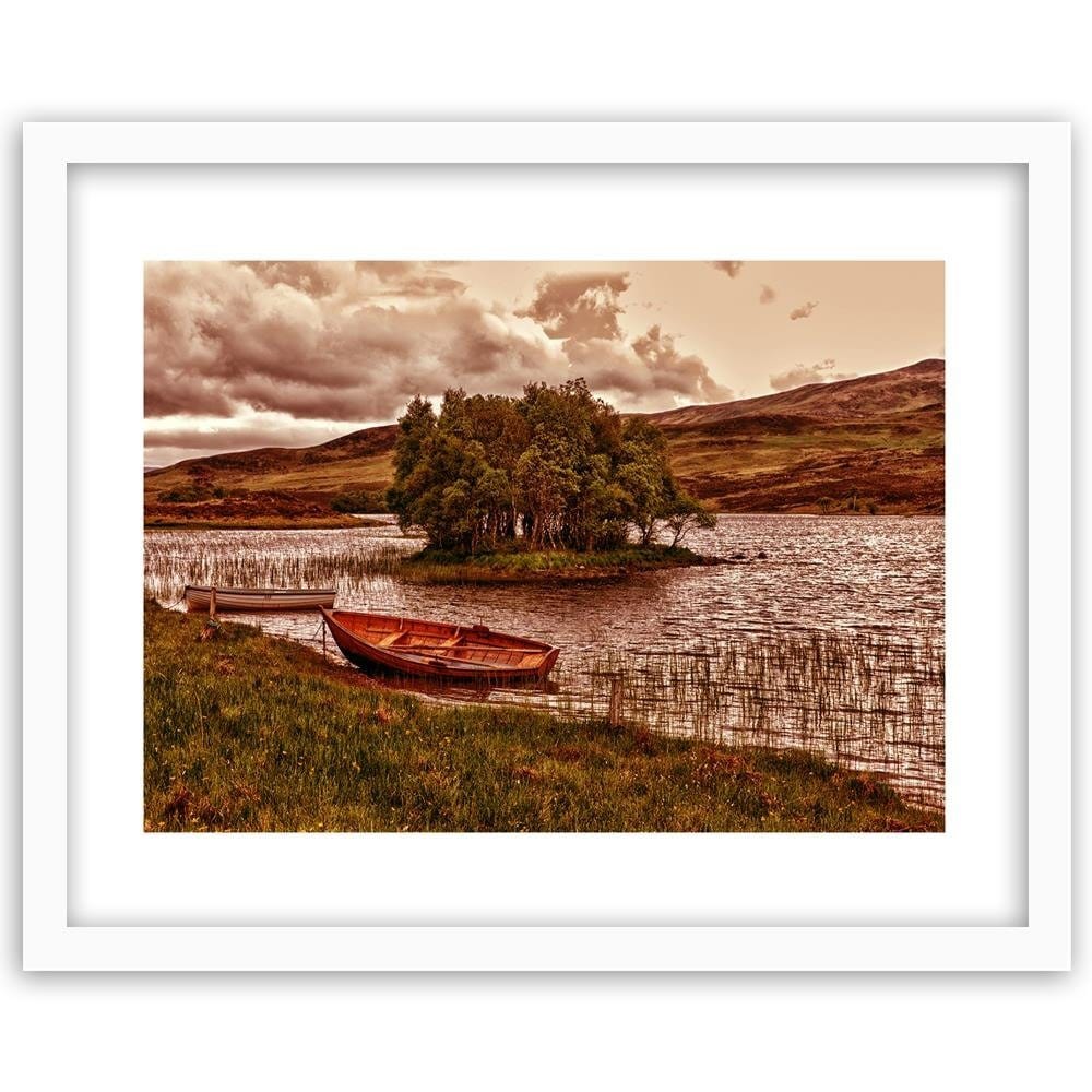 Glezna baltā rāmī - The Island On The Lake 3 Home Trends DECO