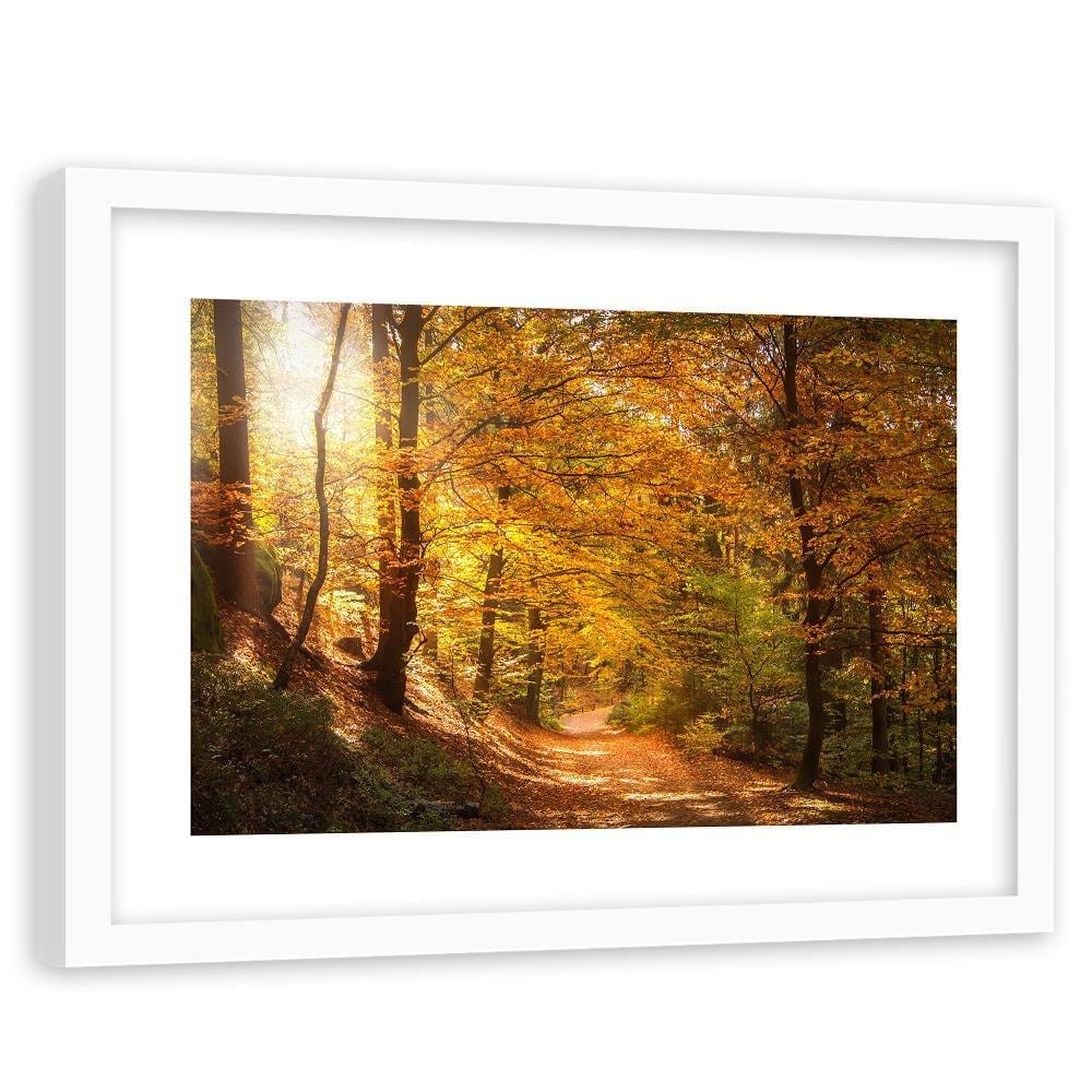 Glezna baltā rāmī - The Leaves On The Forest Road Home Trends DECO