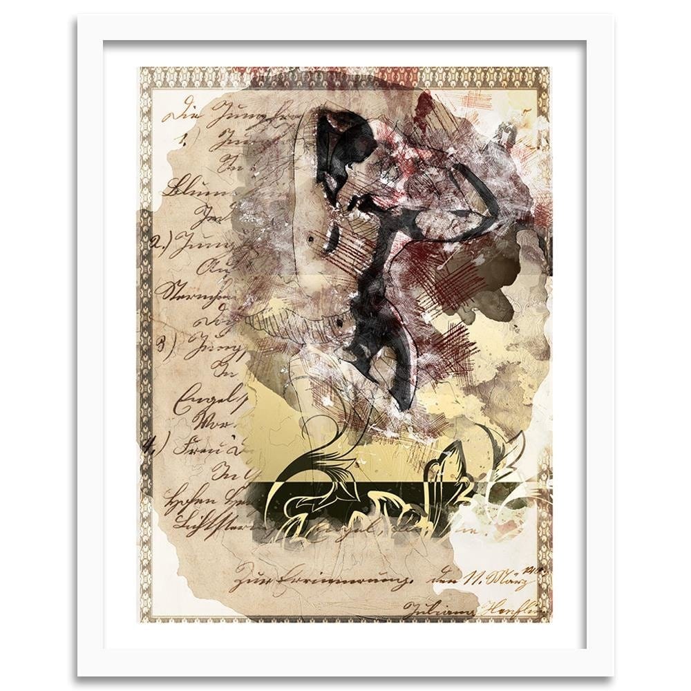 Glezna baltā rāmī - The Naked Body Of A Woman Abstraction Home Trends DECO