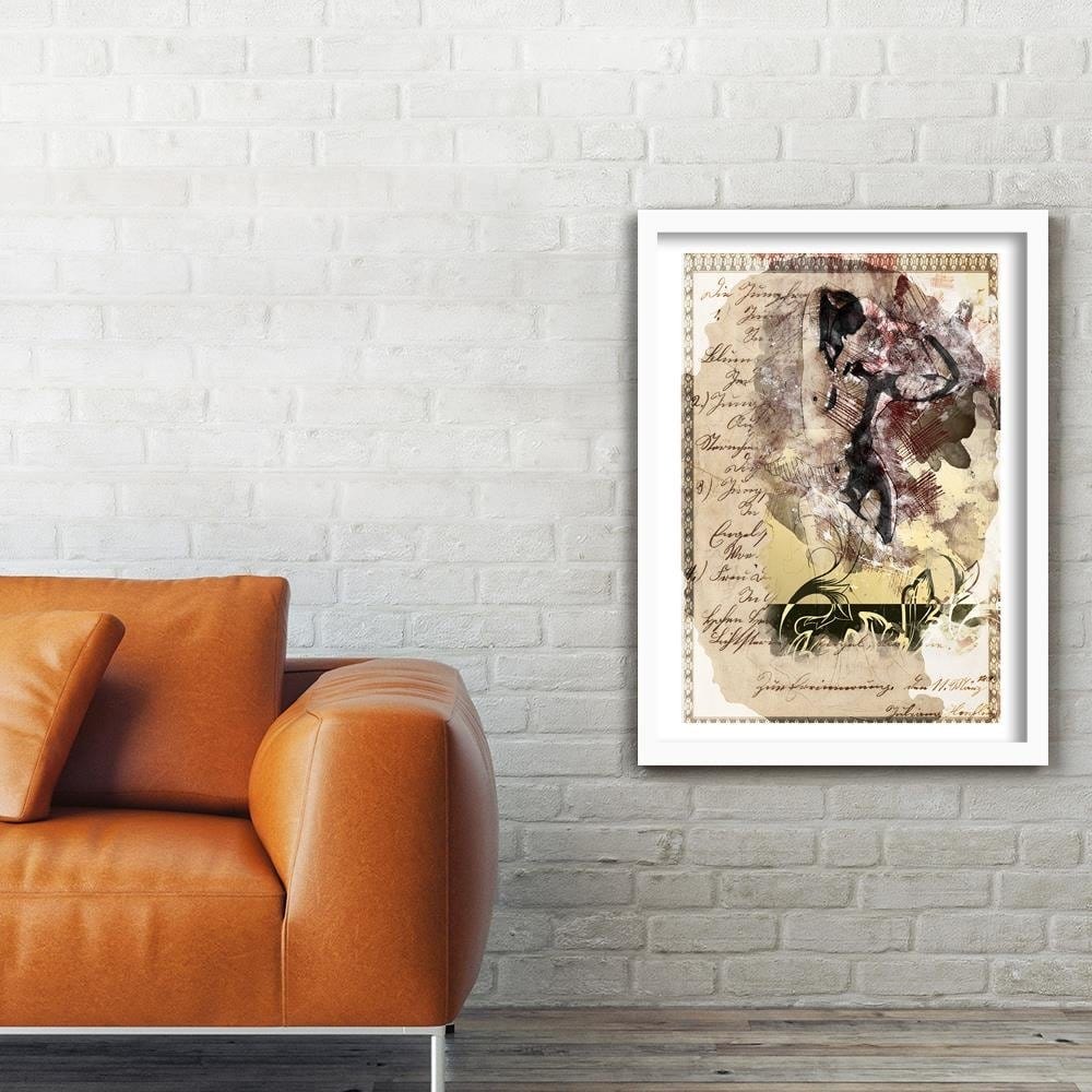 Glezna baltā rāmī - The Naked Body Of A Woman Abstraction Home Trends DECO