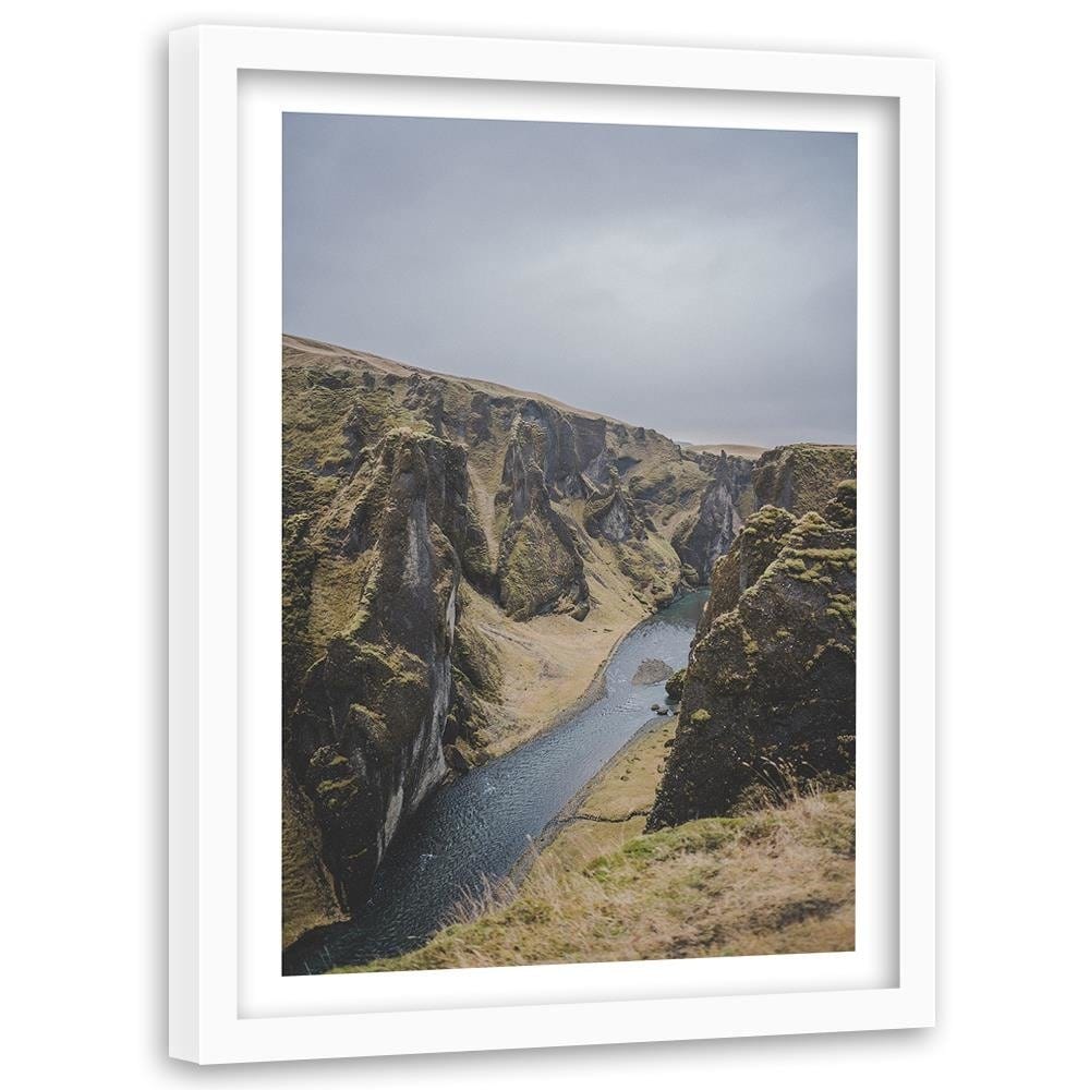 Glezna baltā rāmī - The River Among The Rocks Home Trends DECO