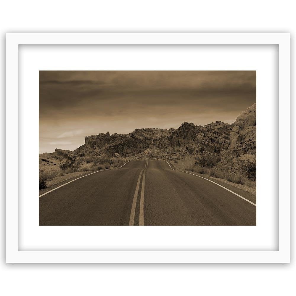 Glezna baltā rāmī - The Road In The Desert 1 Home Trends DECO