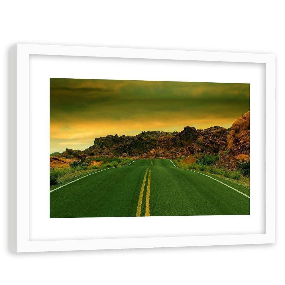 Glezna baltā rāmī - The Road In The Desert 3 Home Trends DECO