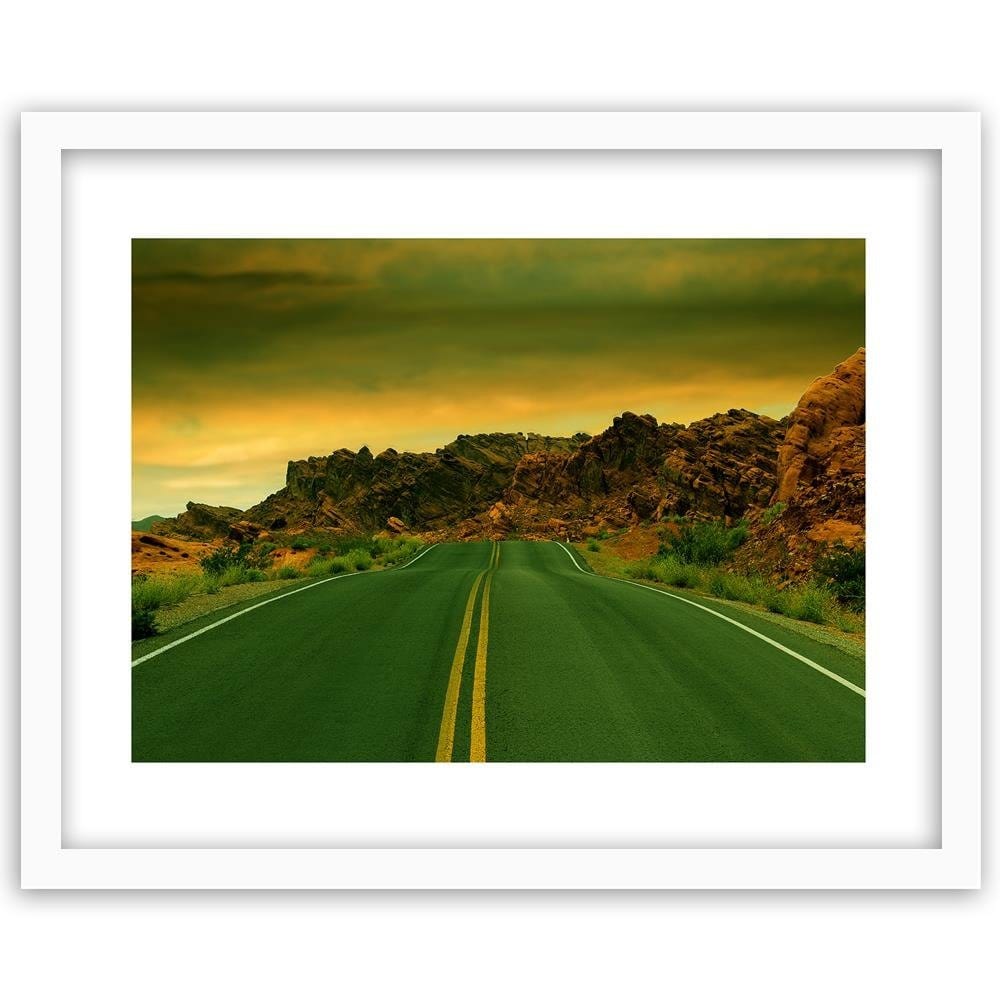 Glezna baltā rāmī - The Road In The Desert 3 Home Trends DECO
