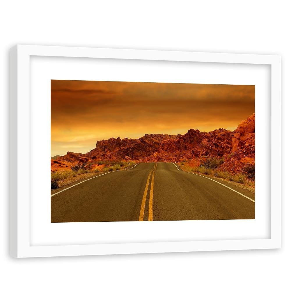 Glezna baltā rāmī - The Road In The Desert 4 Home Trends DECO