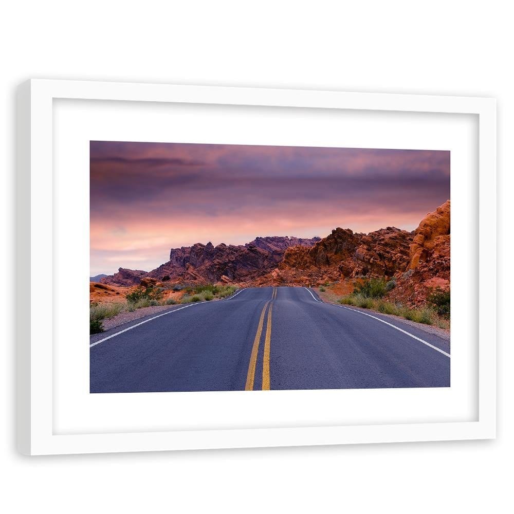 Glezna baltā rāmī - The Road In The Desert Home Trends DECO