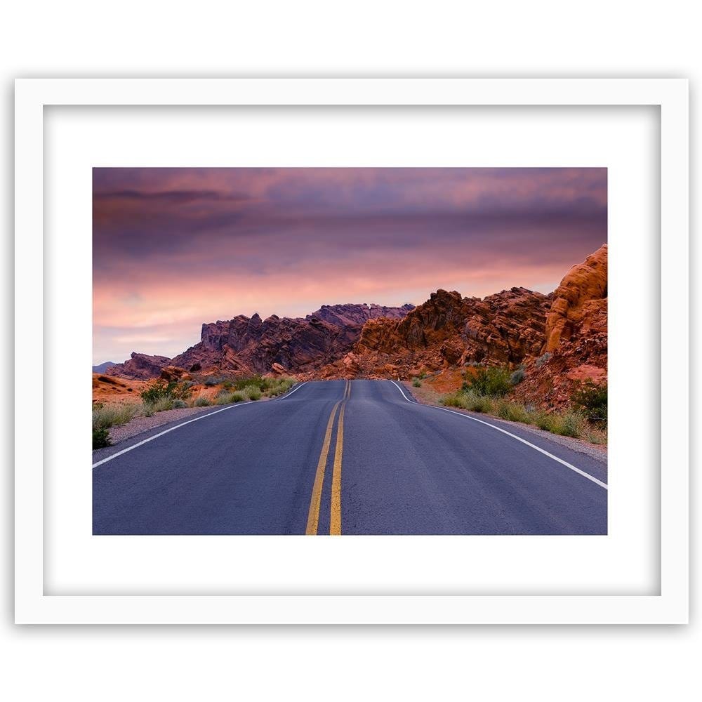 Glezna baltā rāmī - The Road In The Desert Home Trends DECO