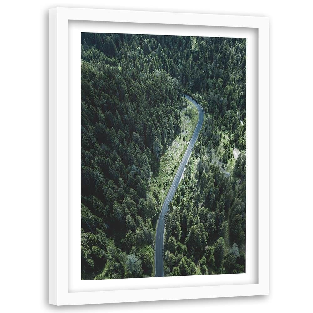 Glezna baltā rāmī - The Road In The Forest Home Trends DECO