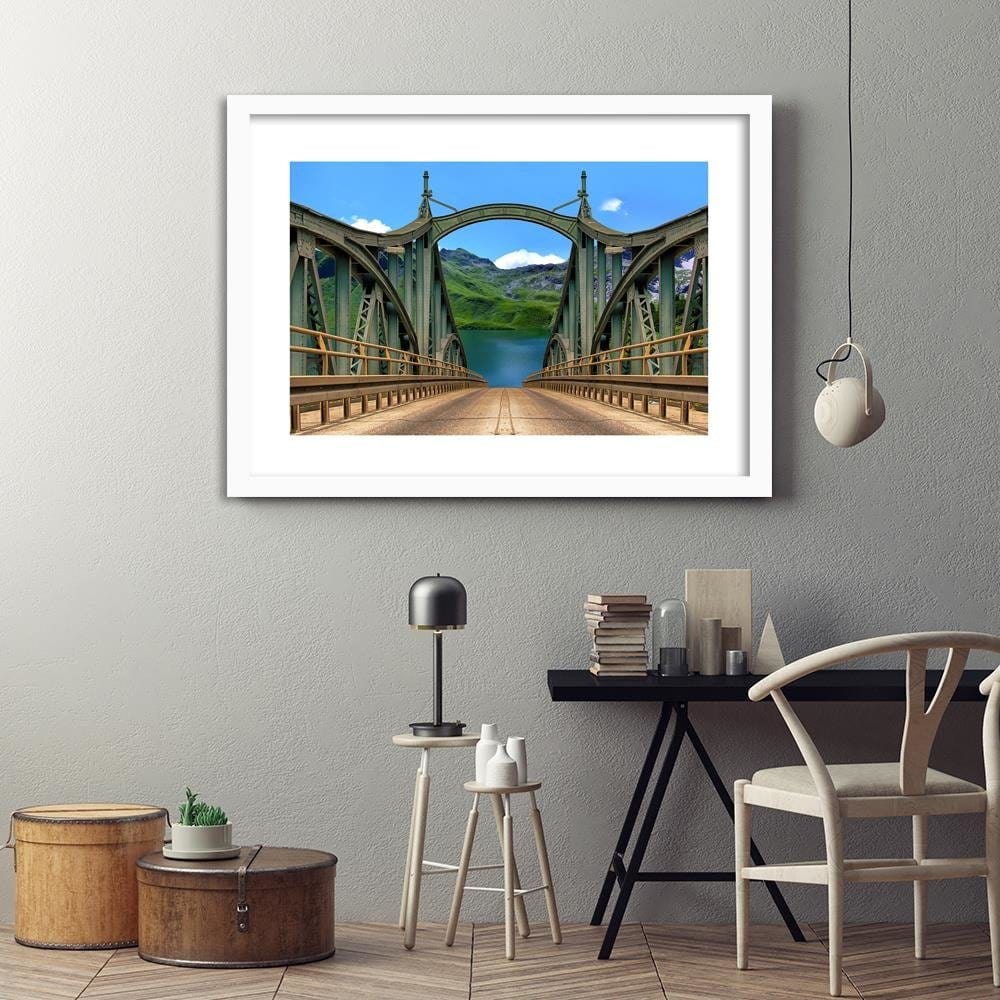 Glezna baltā rāmī - The Road Over The Bridge Home Trends DECO
