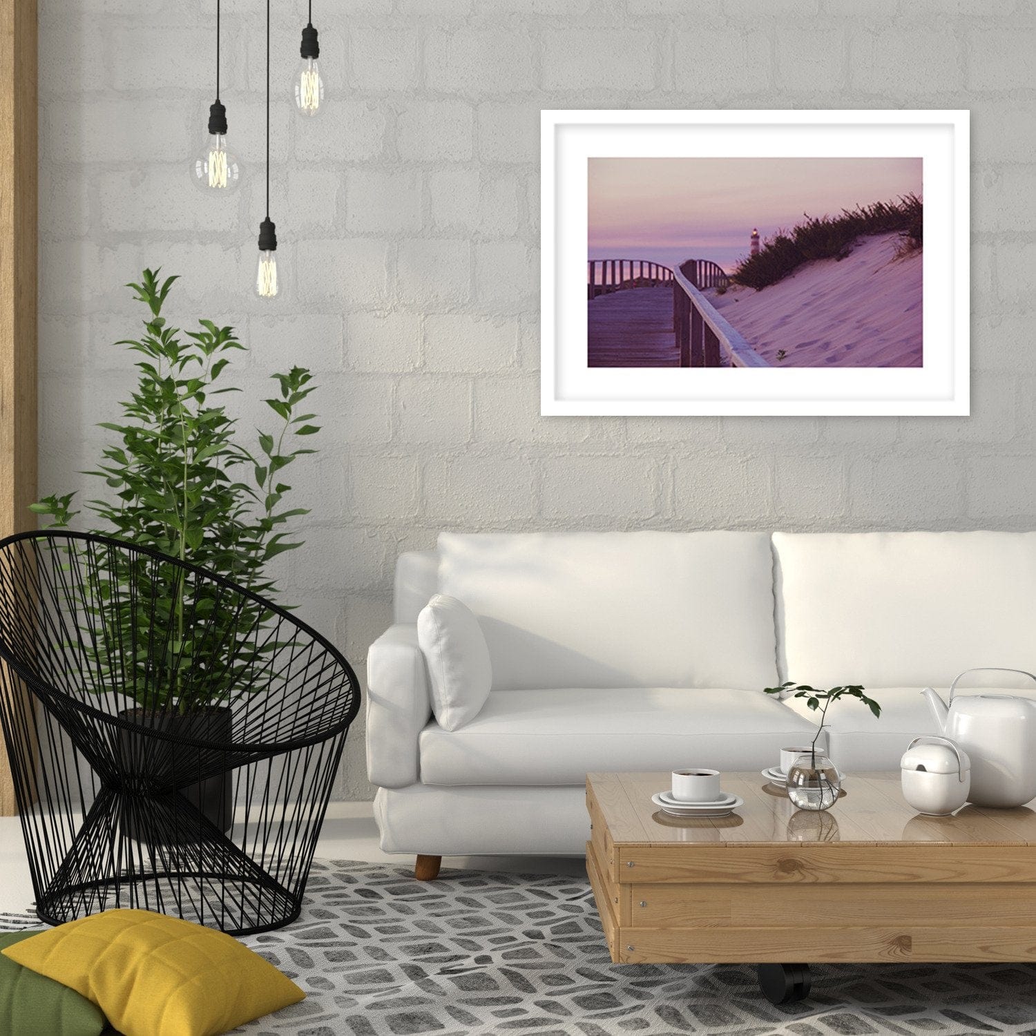 Glezna baltā rāmī - The Road To The Lighthouse Home Trends DECO