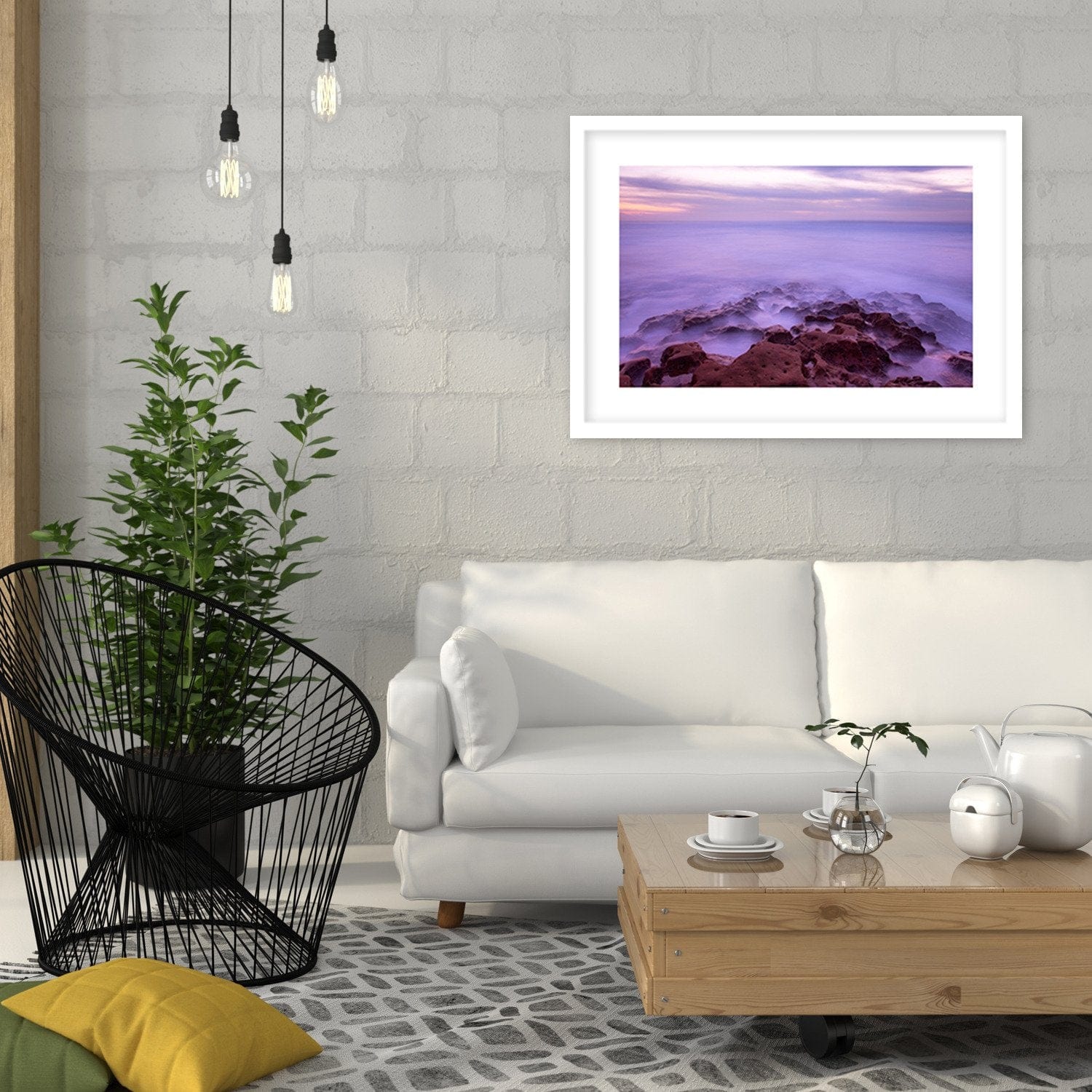 Glezna baltā rāmī - The Rocks In The Fog Home Trends DECO