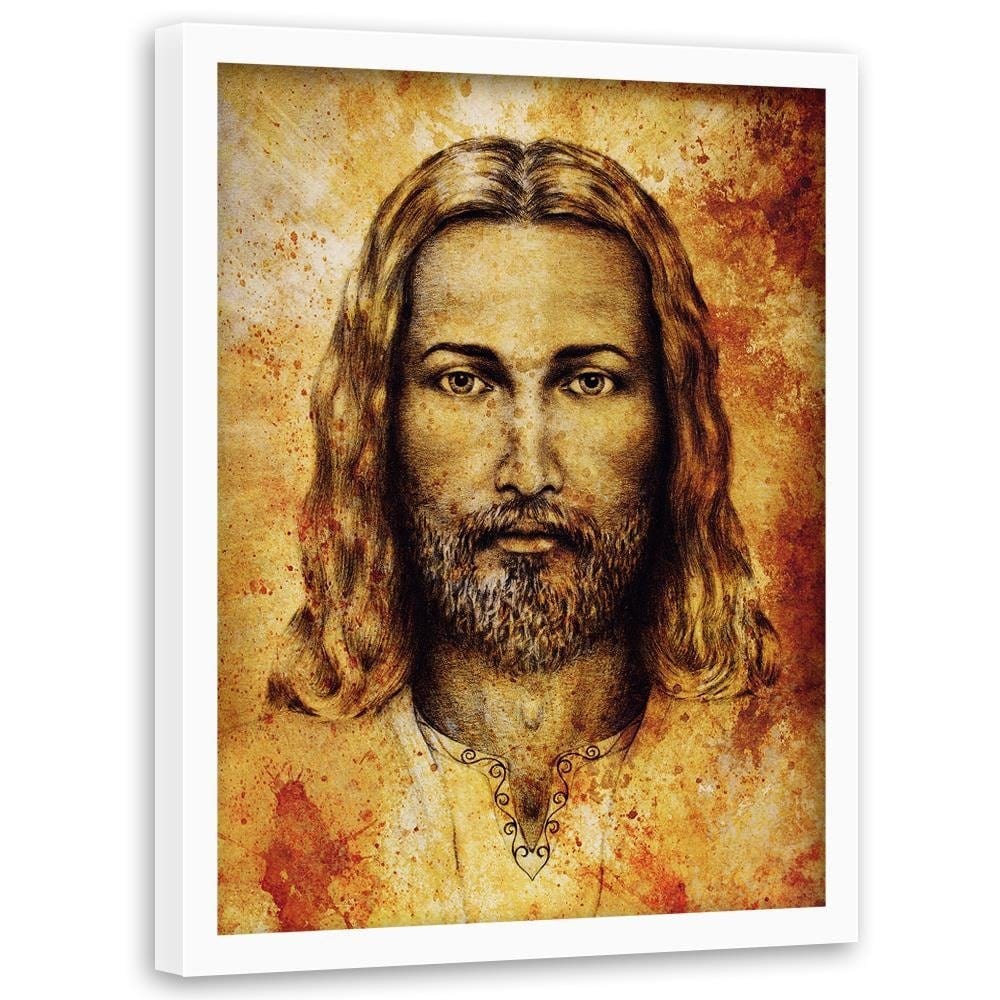 Glezna baltā rāmī - The Shroud Of Turin Face Of Jesus Christ Home Trends DECO