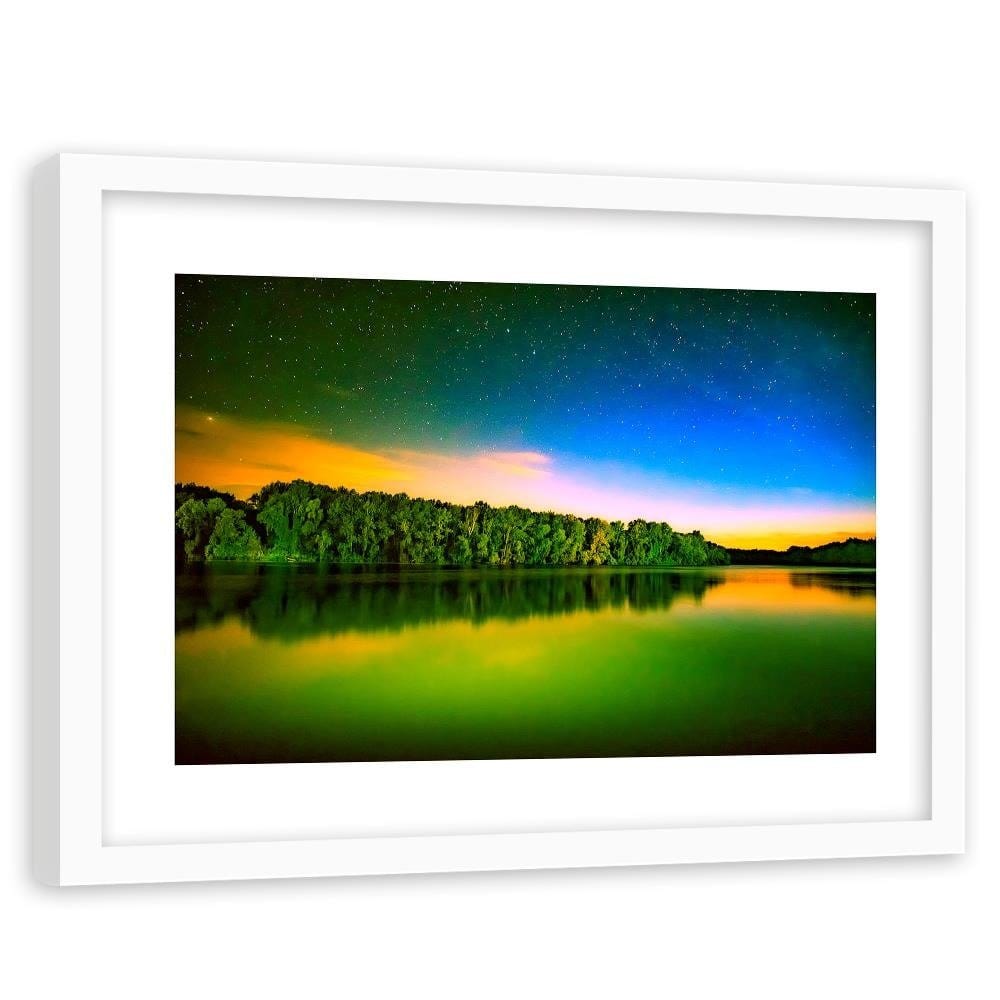 Glezna baltā rāmī - The Stars On The Lake 3 Home Trends DECO