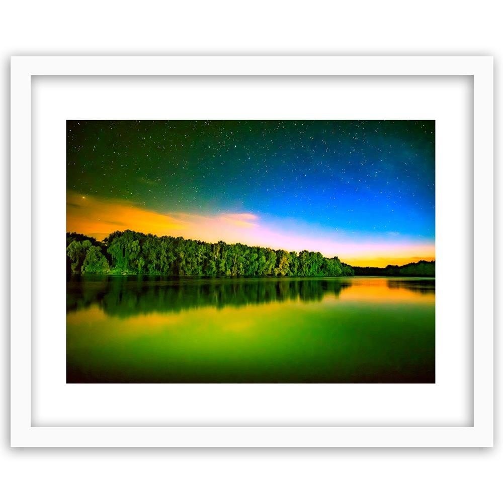 Glezna baltā rāmī - The Stars On The Lake 3 Home Trends DECO