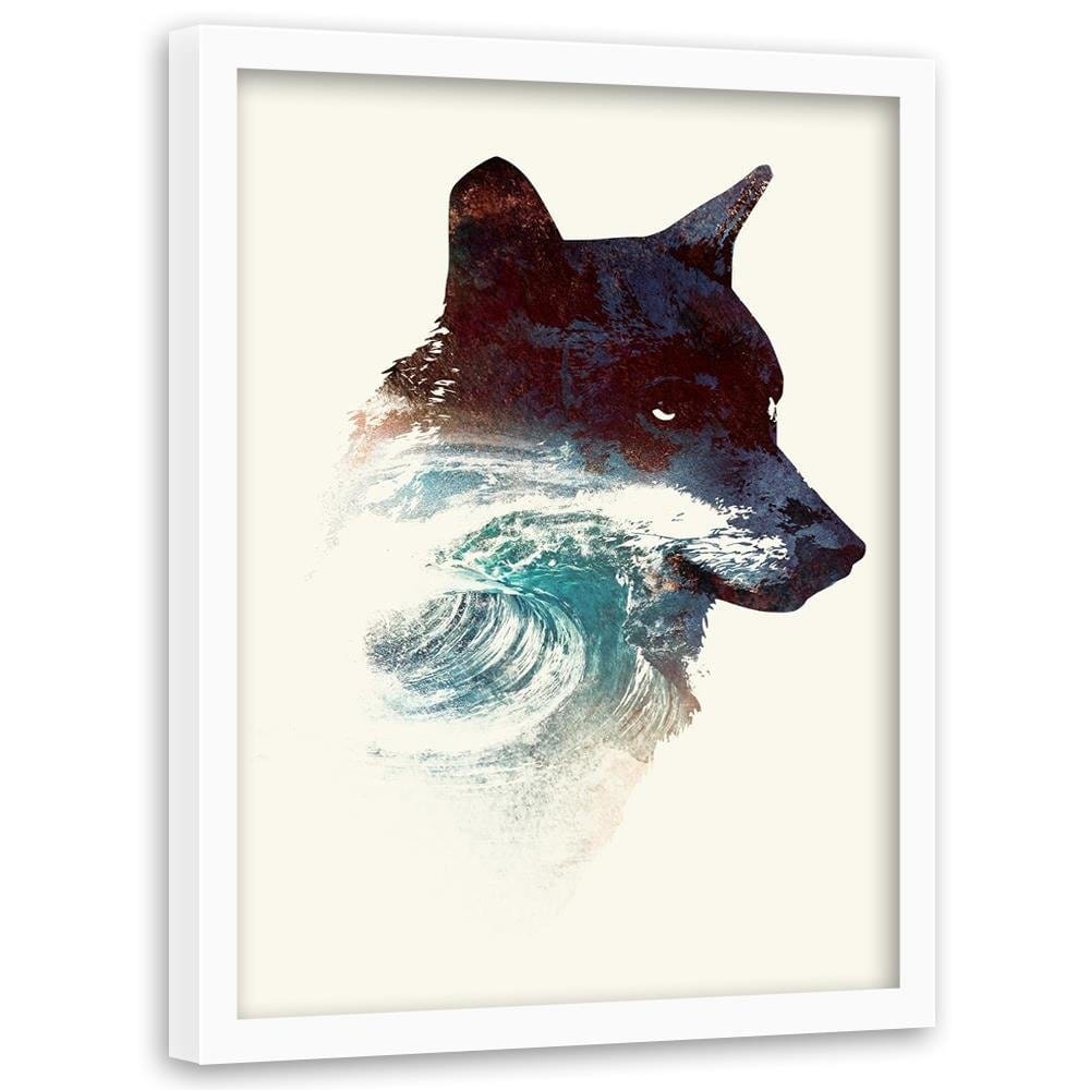 Glezna baltā rāmī - The Wolf And The Waves Home Trends DECO