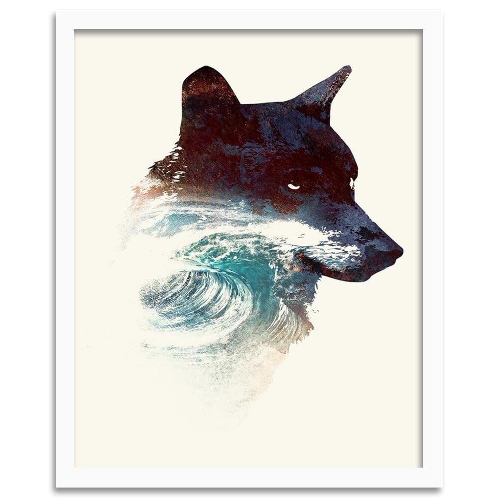 Glezna baltā rāmī - The Wolf And The Waves Home Trends DECO