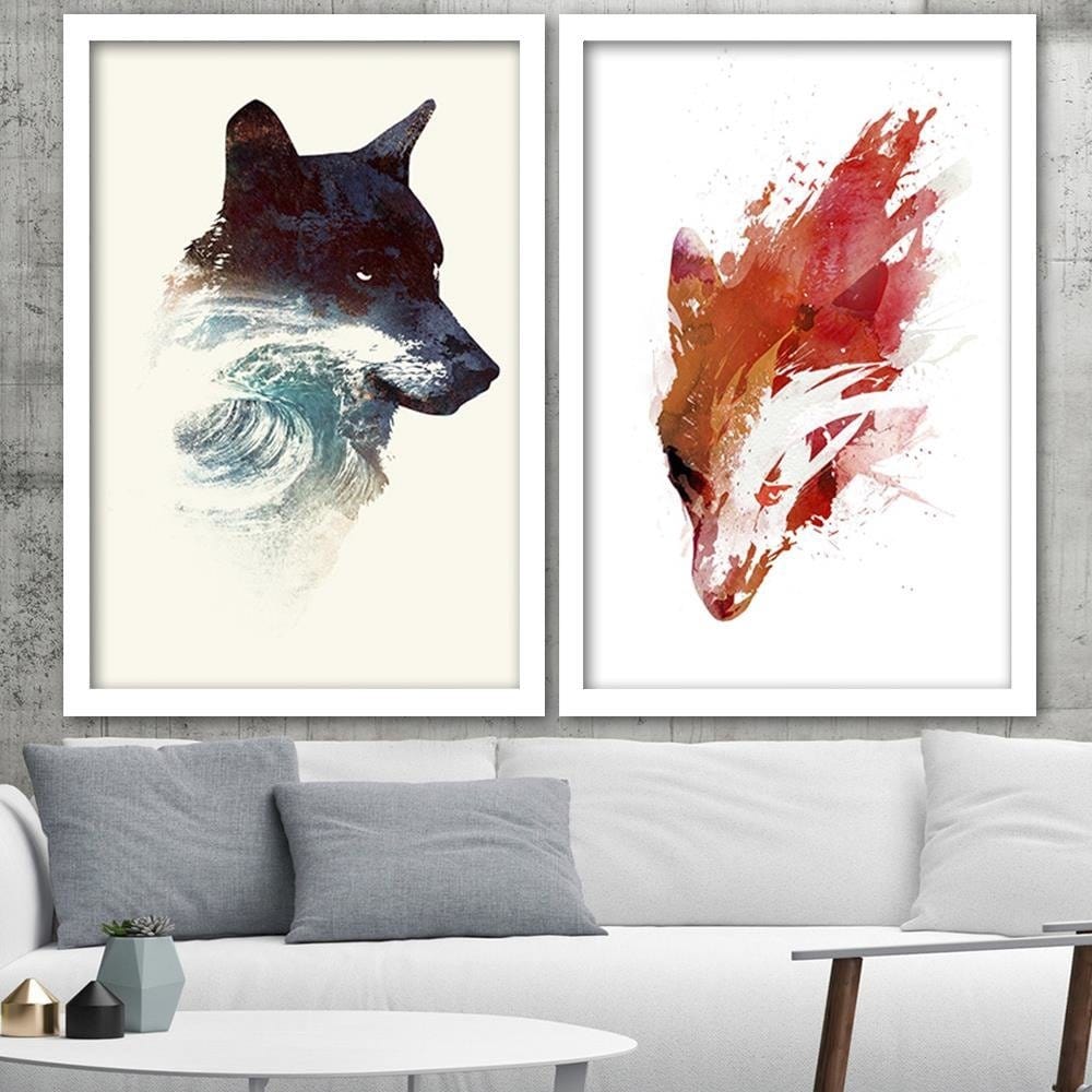 Glezna baltā rāmī - The Wolf And The Waves Home Trends DECO