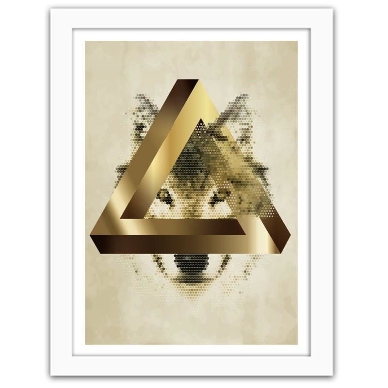 Glezna baltā rāmī - The wolf in the triangle Home Trends DECO
