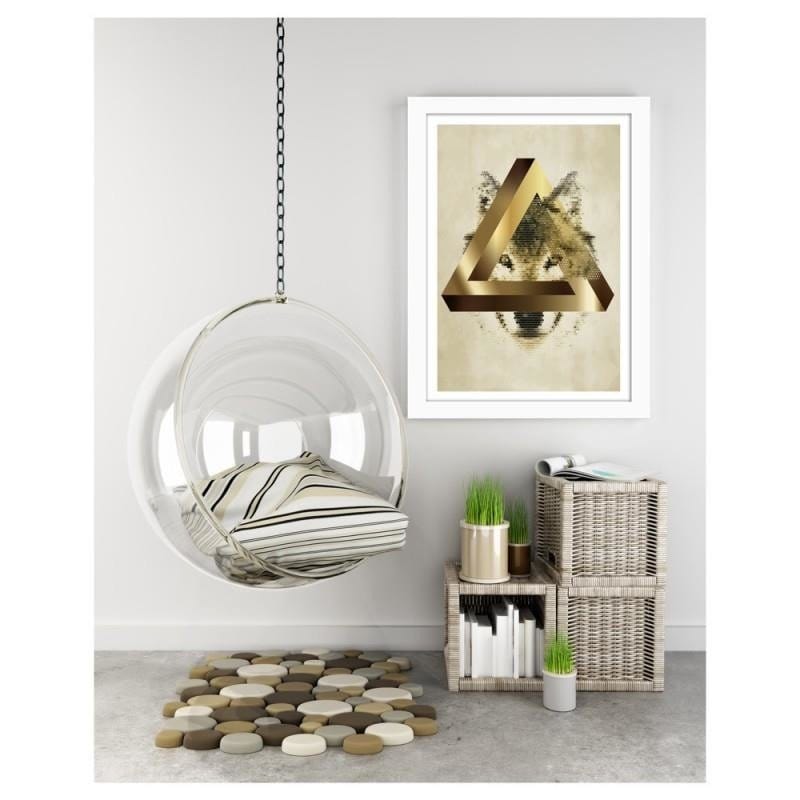 Glezna baltā rāmī - The wolf in the triangle Home Trends DECO