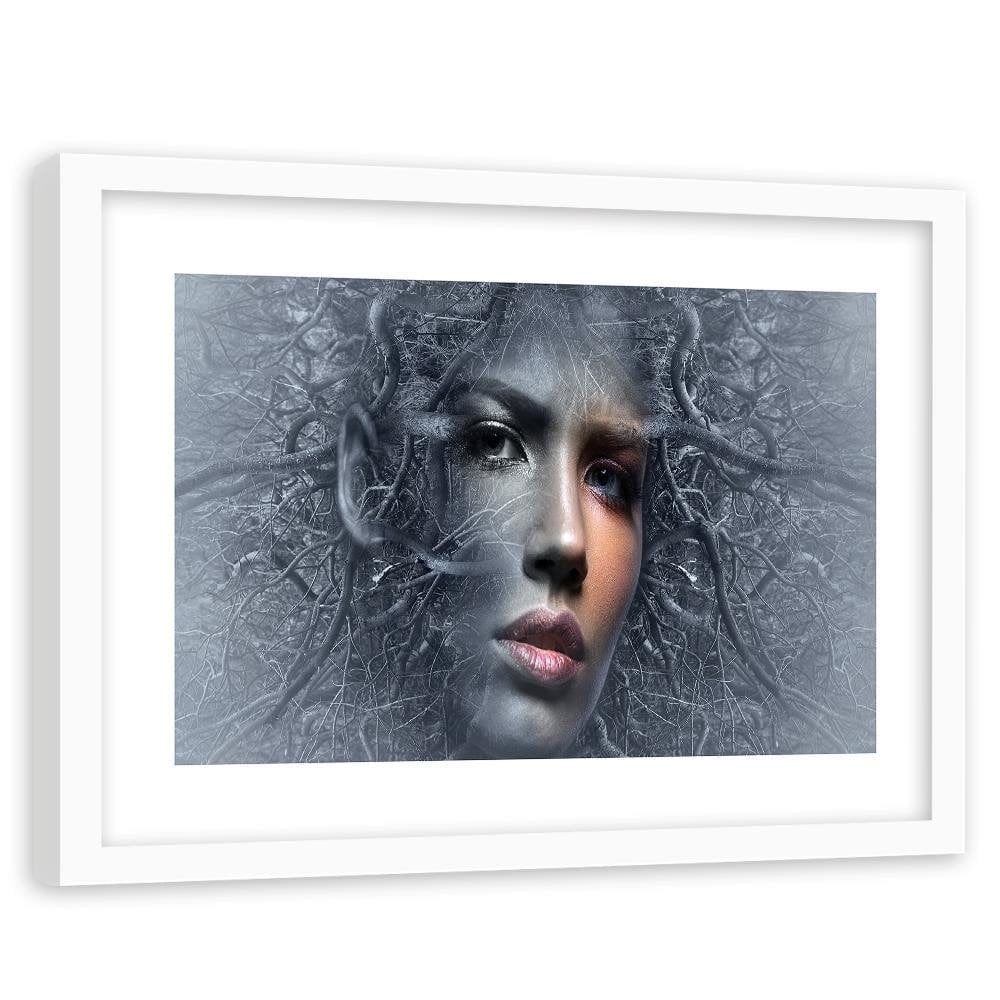 Glezna baltā rāmī - The Woman's Face In The Branches Of A Fantasy Home Trends DECO