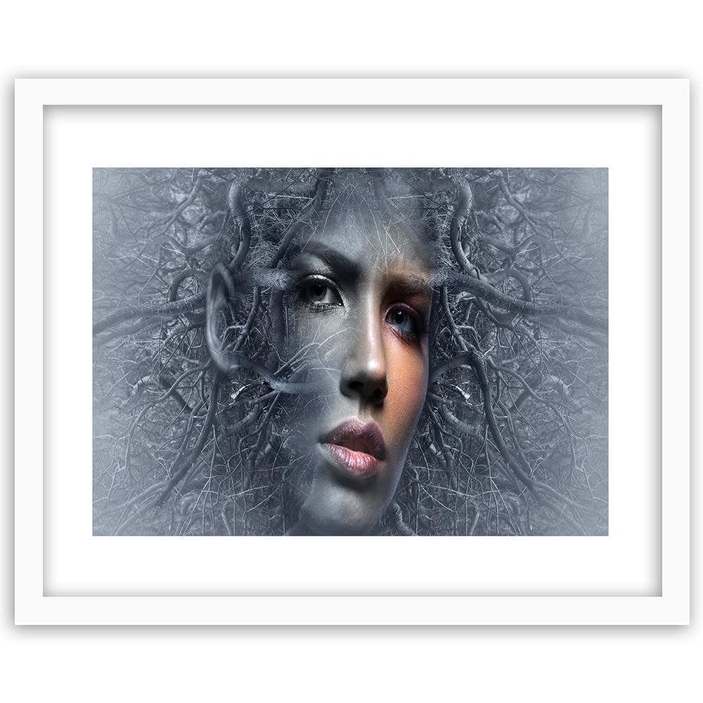 Glezna baltā rāmī - The Woman's Face In The Branches Of A Fantasy Home Trends DECO