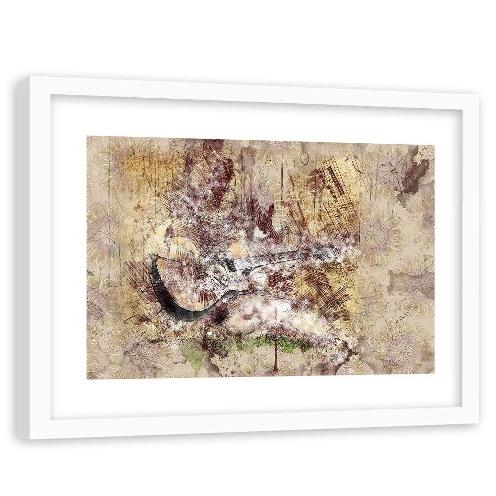 Glezna baltā rāmī - The Woman With A Guitar Abstraction Home Trends DECO