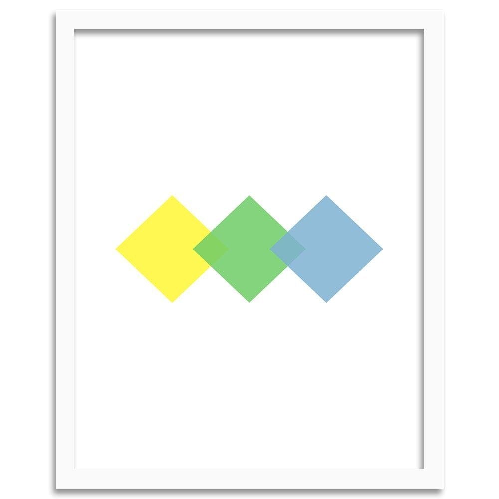 Glezna baltā rāmī - Three Colorful Squares Home Trends DECO