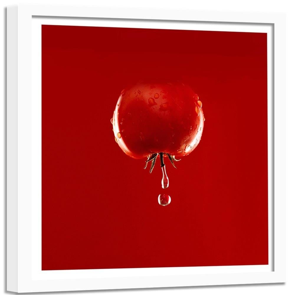 Glezna baltā rāmī - Tomato And Drops Of Water Home Trends DECO