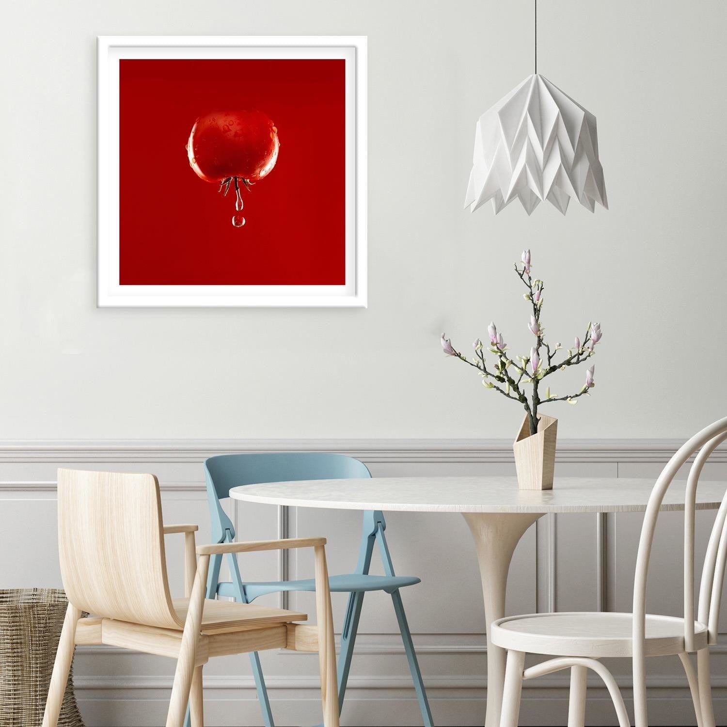 Glezna baltā rāmī - Tomato And Drops Of Water Home Trends DECO