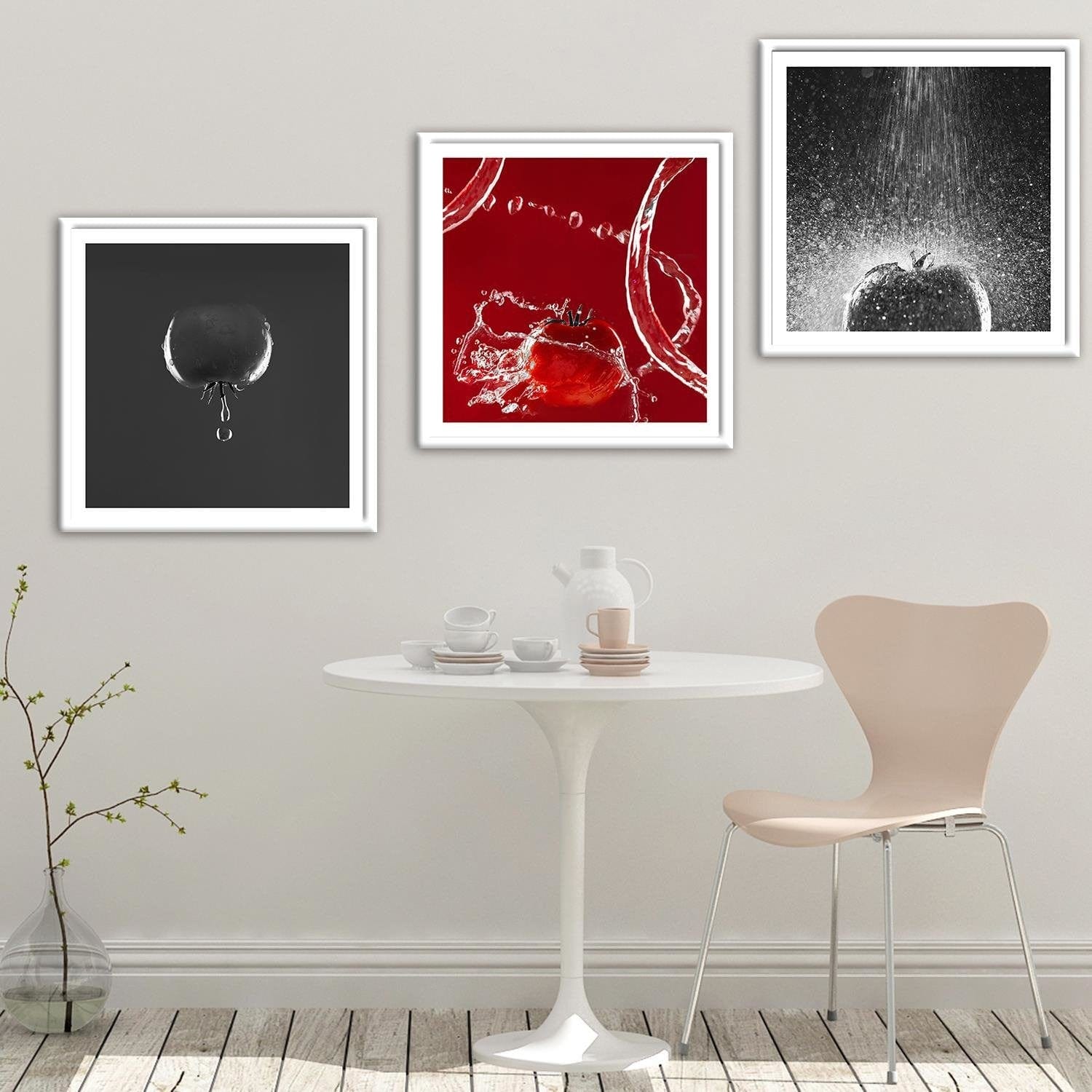 Glezna baltā rāmī - Tomato And Water Drops 2 Home Trends DECO