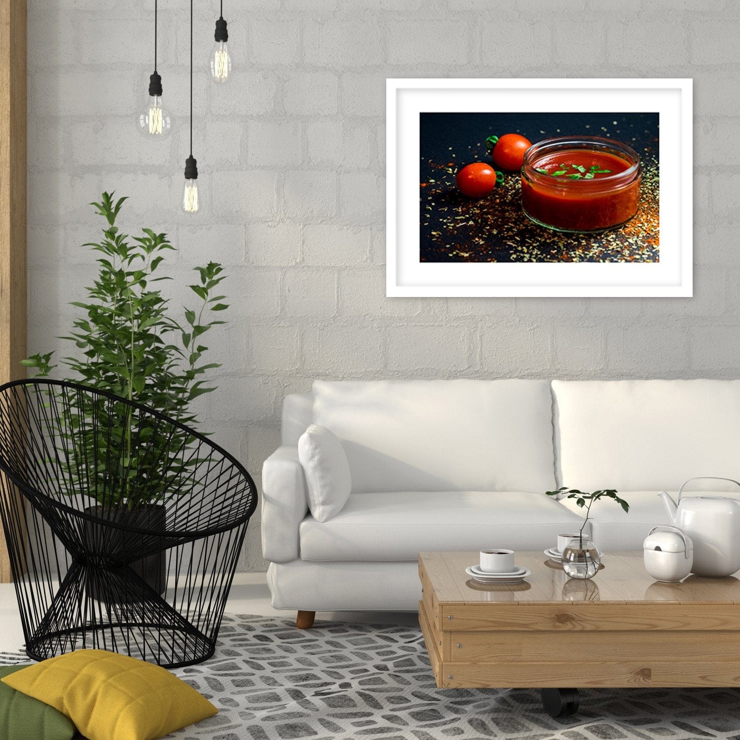 Glezna baltā rāmī - Tomato Cream Home Trends DECO