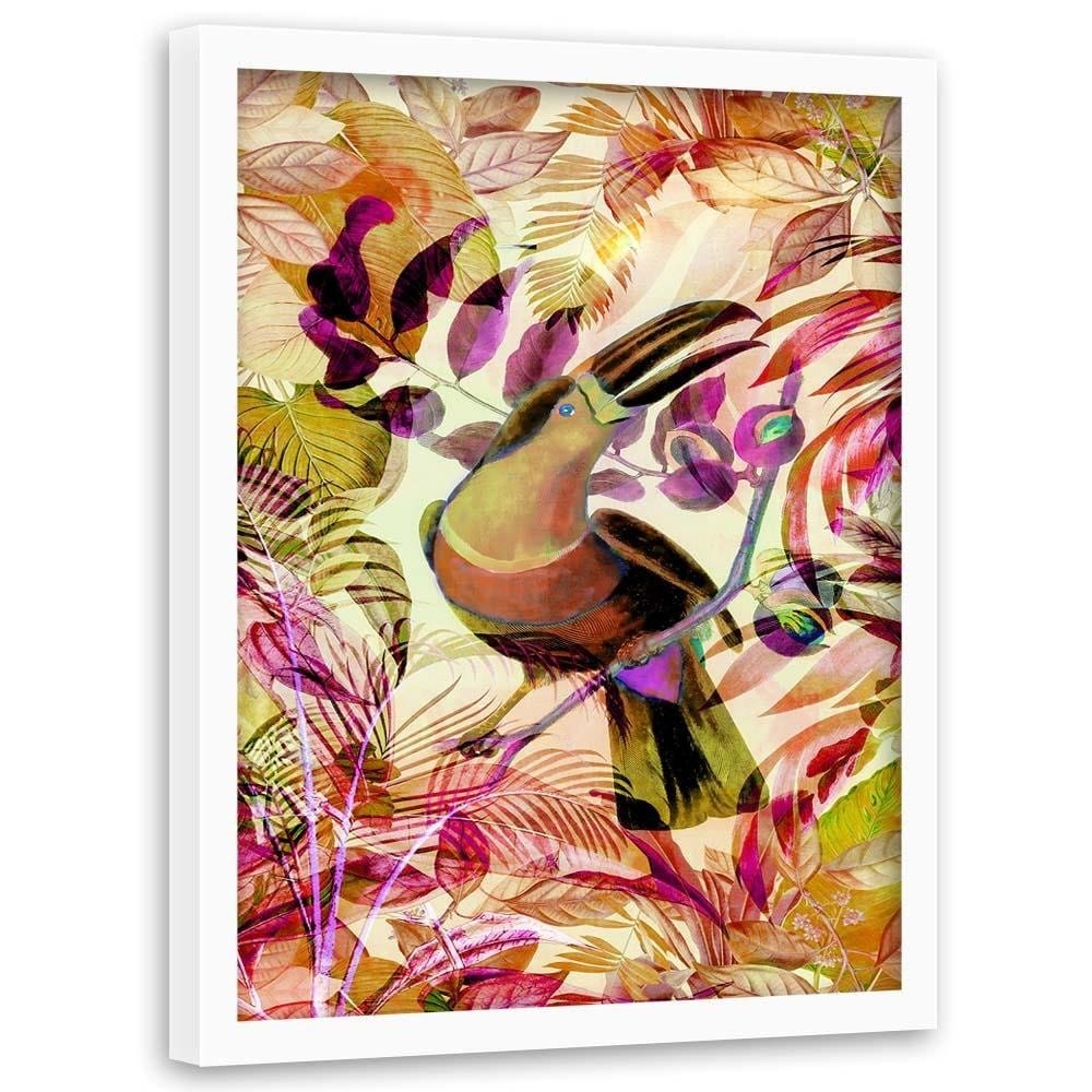 Glezna baltā rāmī - Toucan On The Branch Home Trends DECO