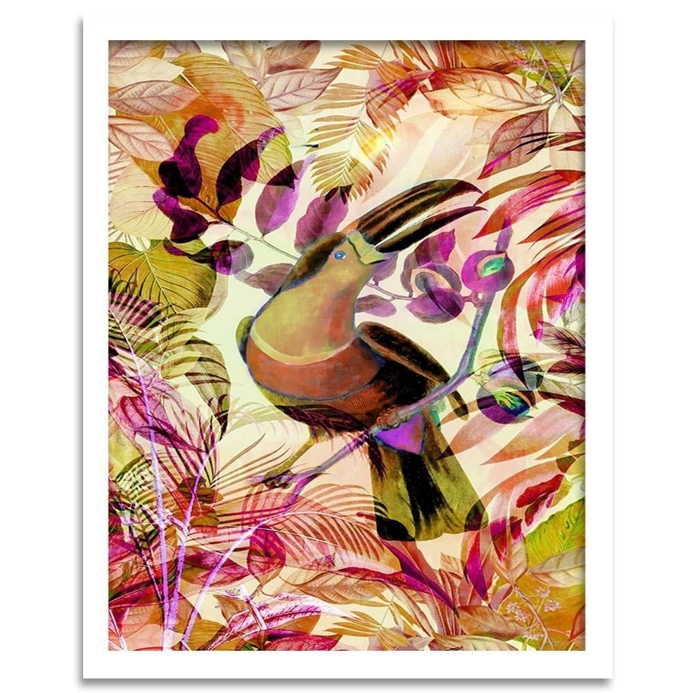 Glezna baltā rāmī - Toucan On The Branch Home Trends DECO