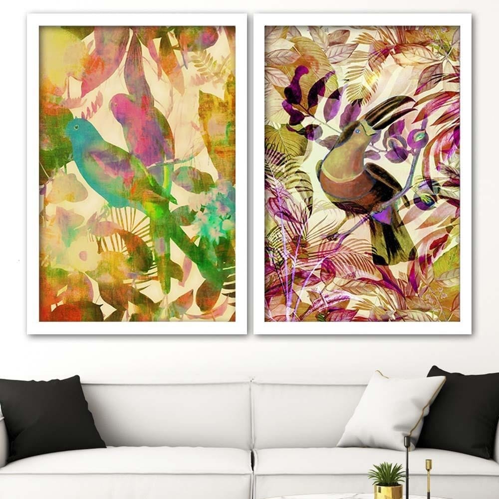 Glezna baltā rāmī - Toucan On The Branch Home Trends DECO