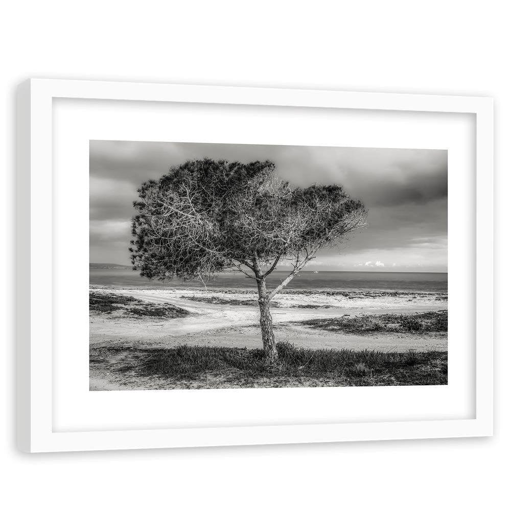 Glezna baltā rāmī - Tree By The Sea Home Trends DECO