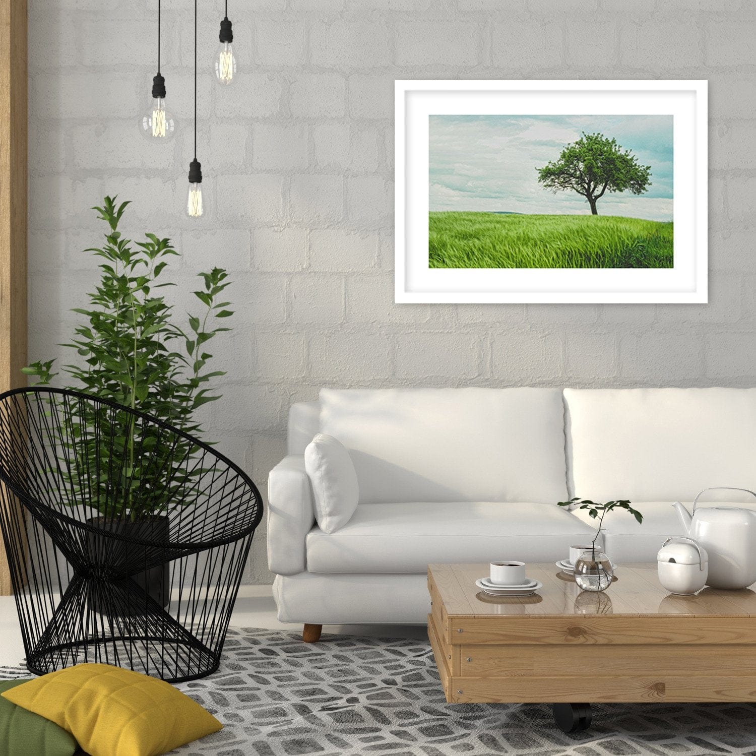 Glezna baltā rāmī - Tree In Half Home Trends DECO