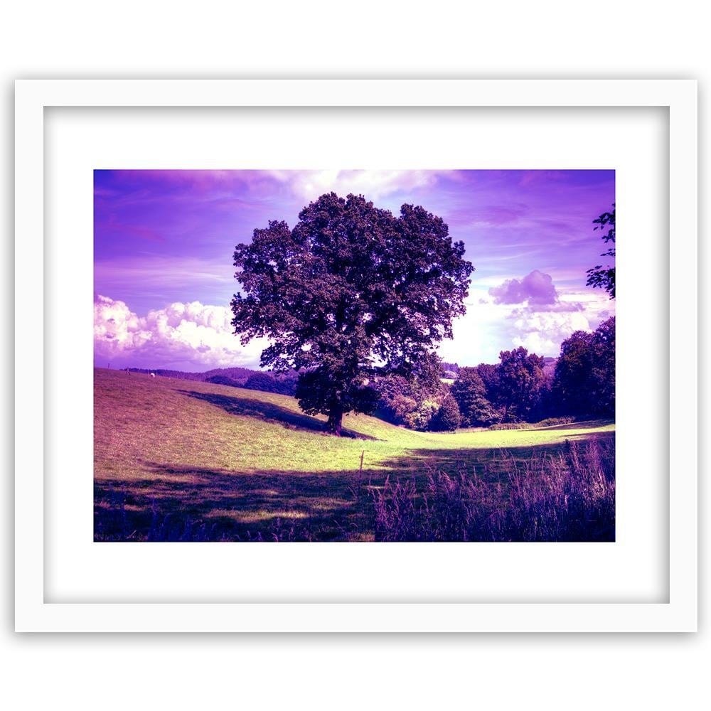 Glezna baltā rāmī - Tree In Violet Home Trends DECO