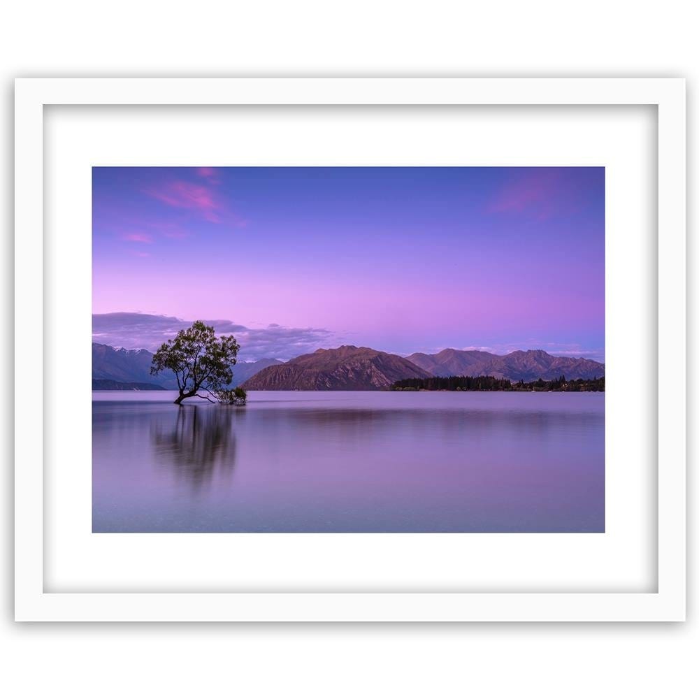 Glezna baltā rāmī - Tree On The Lake Home Trends DECO